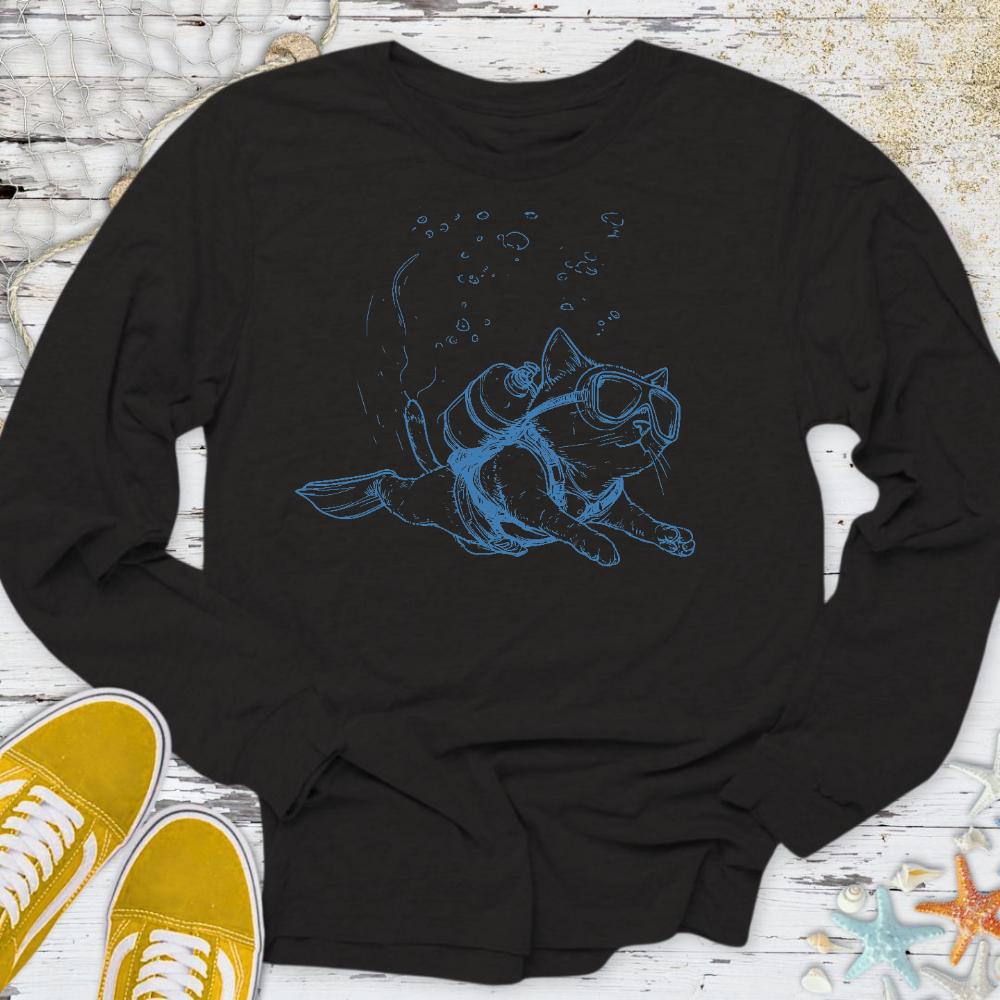 Cat Diver Long Sleeve Tee