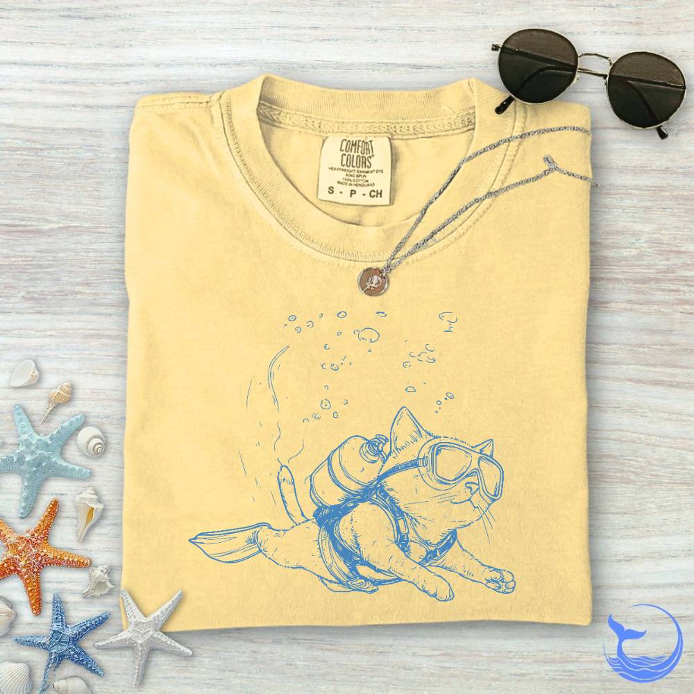 Cat Diver Comfort Colors T-Shirt