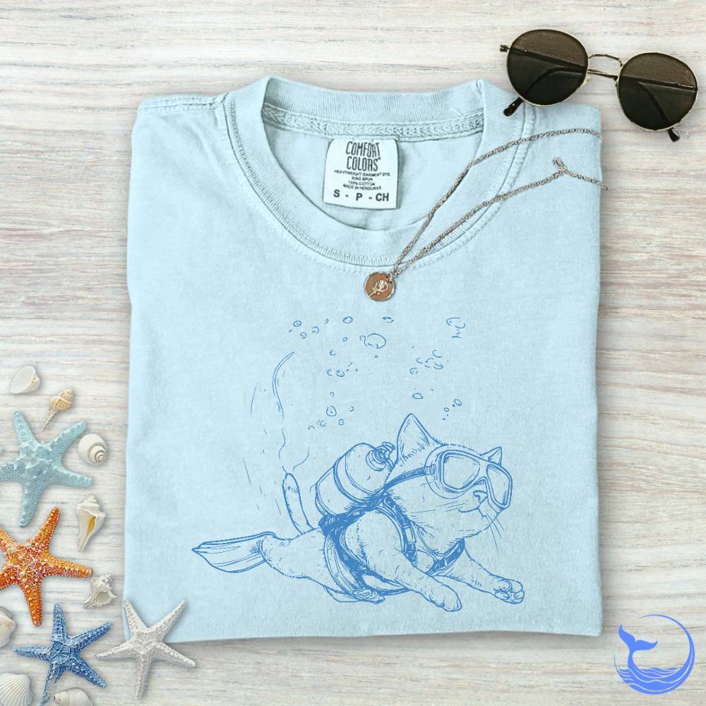 Cat Diver Comfort Colors T-Shirt