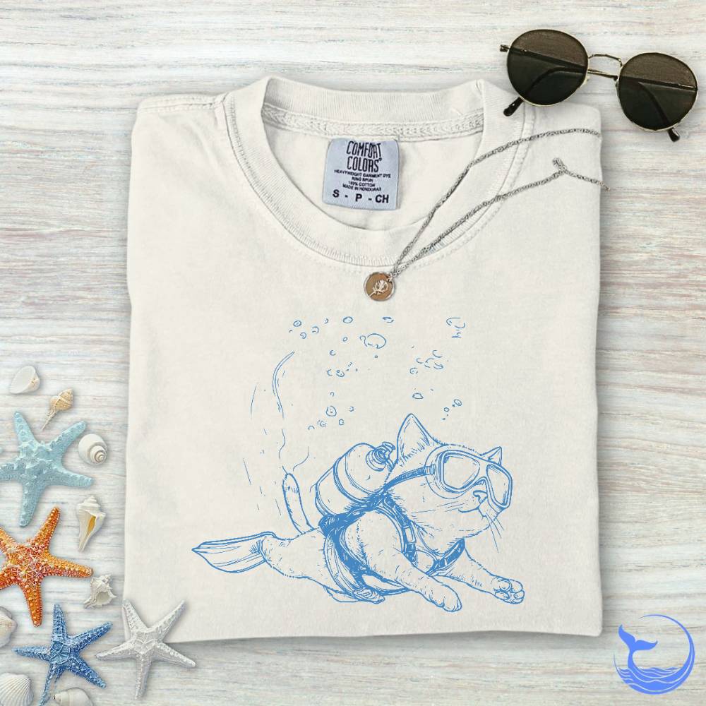 Cat Diver Comfort Colors T-Shirt