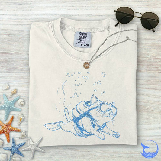 Cat Diver Comfort Colors T-Shirt