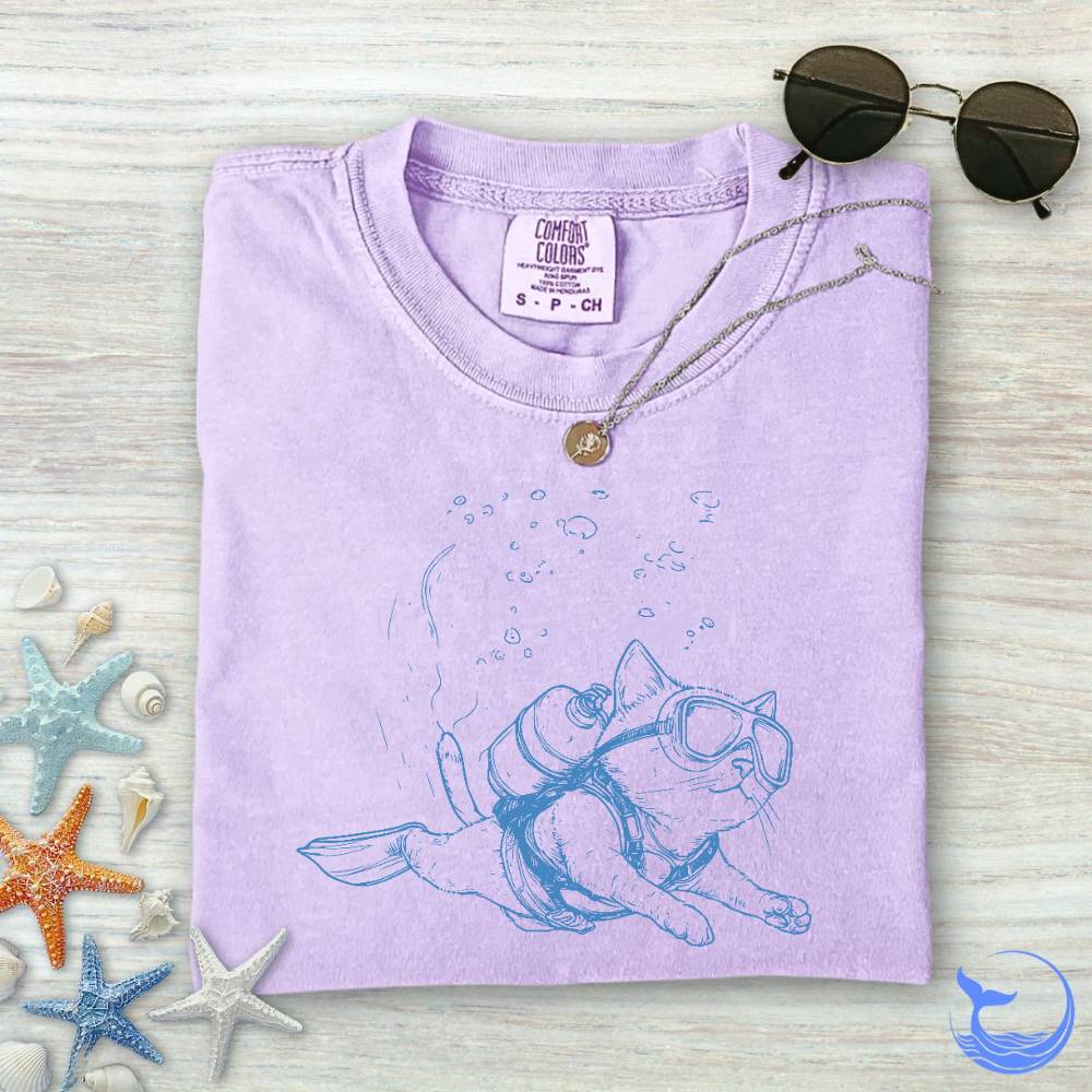 Cat Diver Comfort Colors T-Shirt