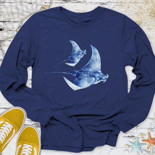 Watercolor Manta Rays Long Sleeve Tee