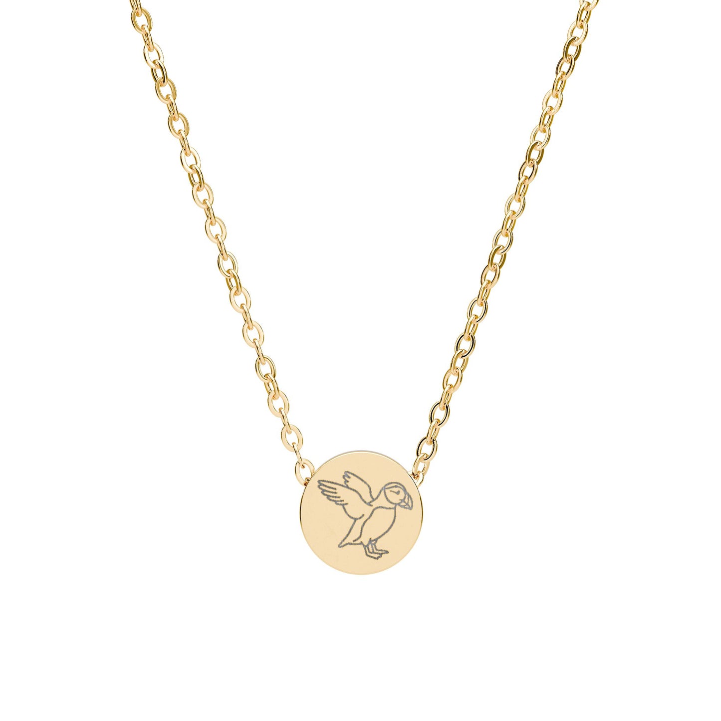 Puffin Mini Engraved Circle Necklace