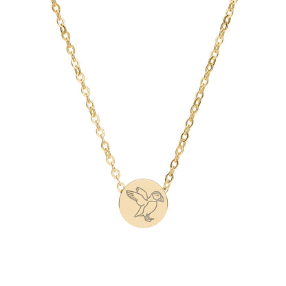 Puffin Mini Engraved Circle Necklace