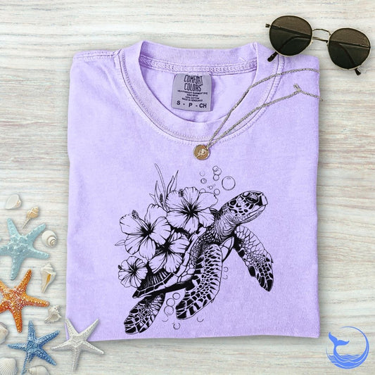 Turtle Flowers Comfort Colors T-Shirt