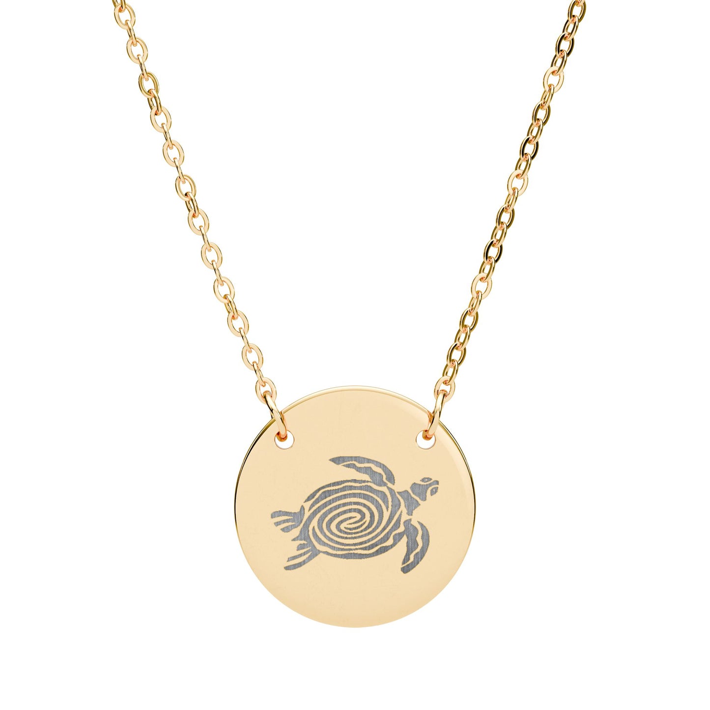 Turtle Engraved Coin Necklace