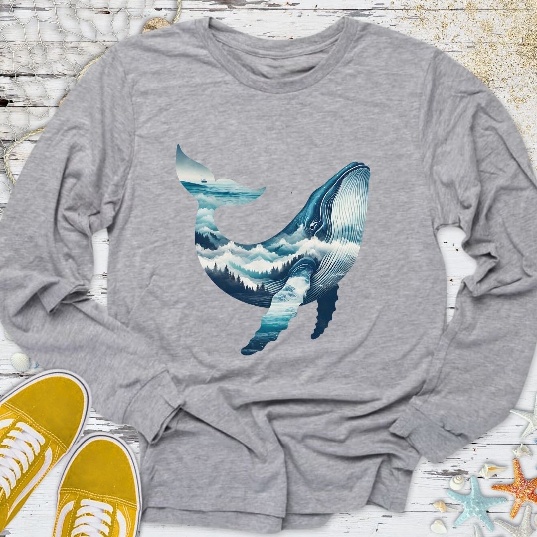 Mountain Whale Long Sleeve Tee
