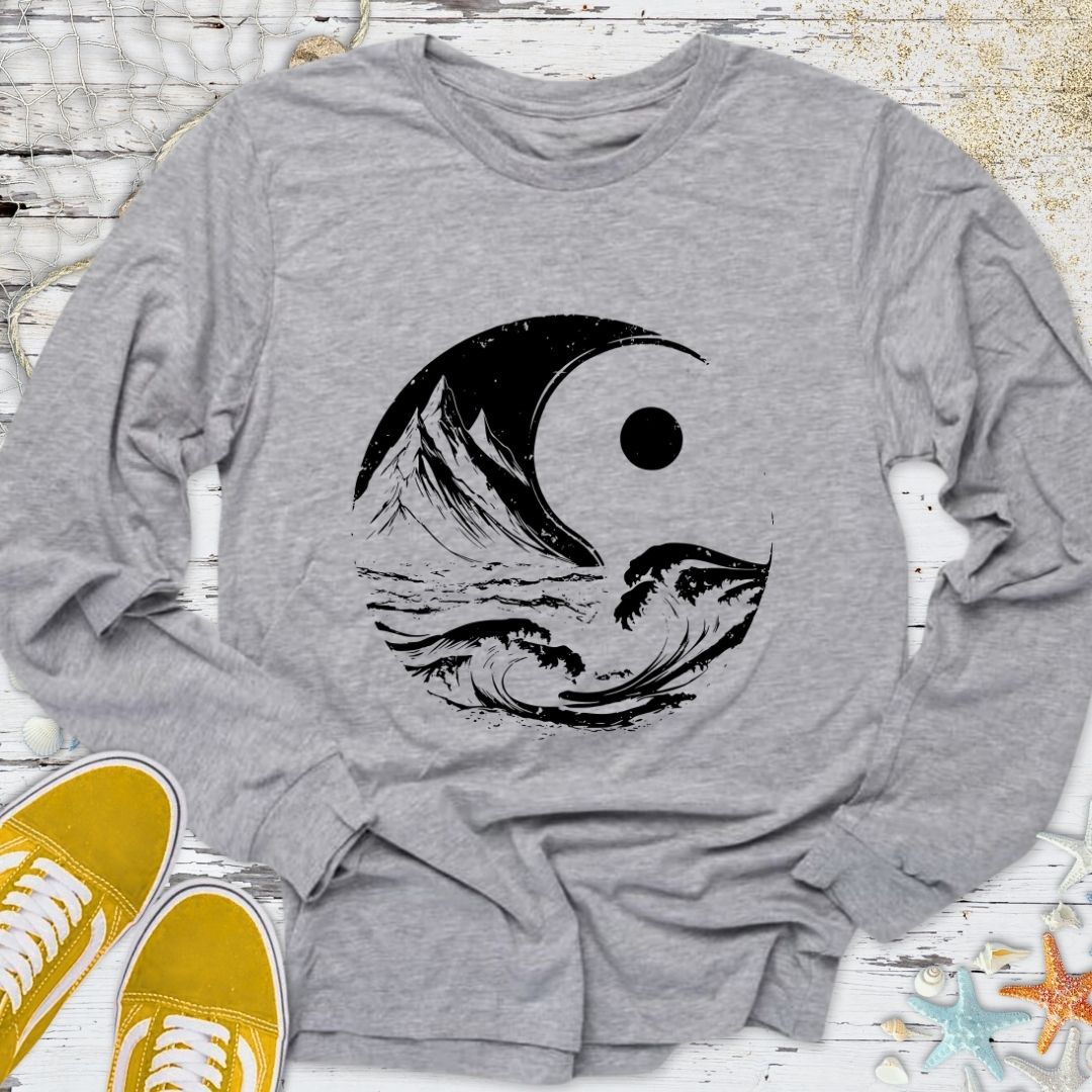 Ocean & Mountains Yin Yang Long Sleeve Tee