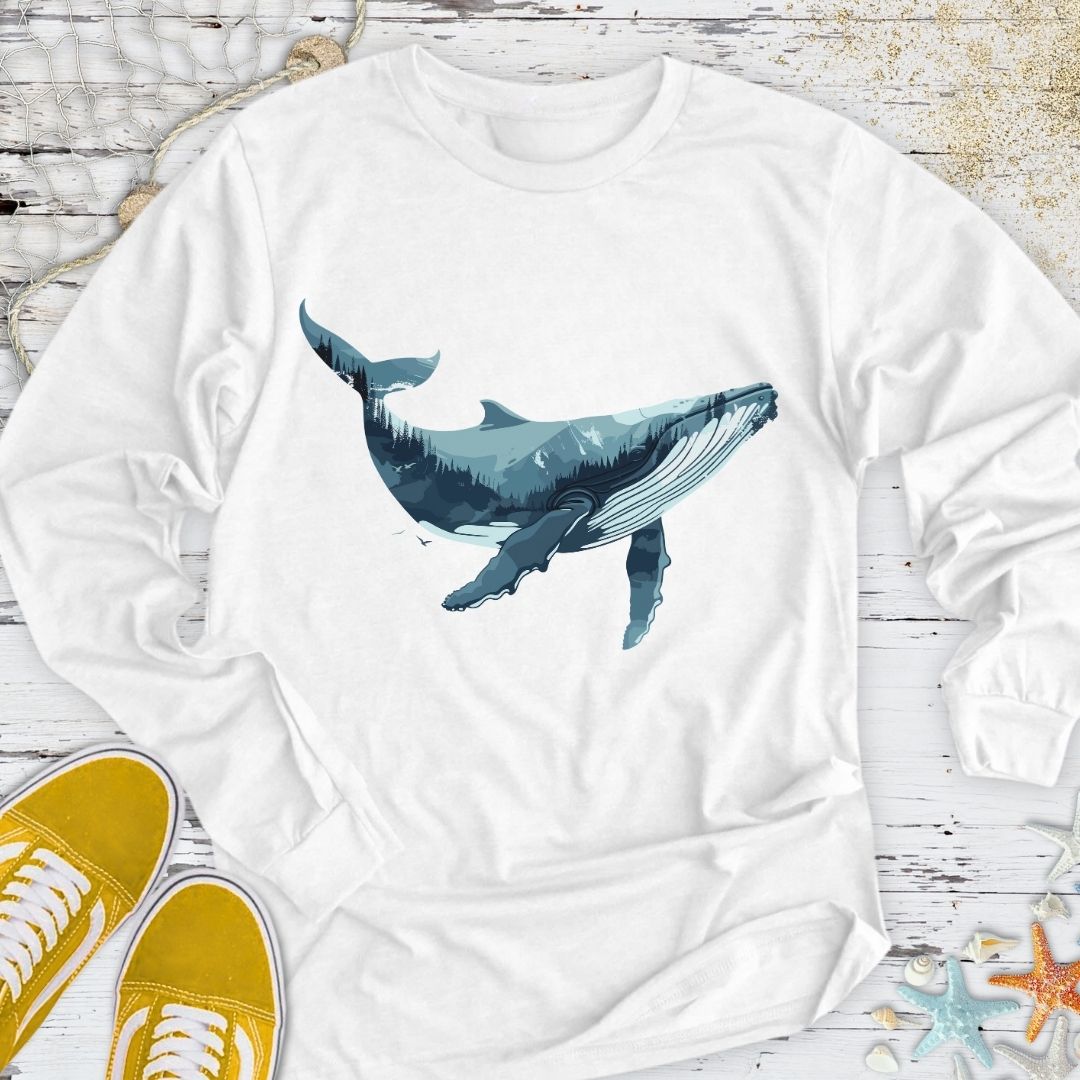 Whale & Mountains Long Sleeve Tee