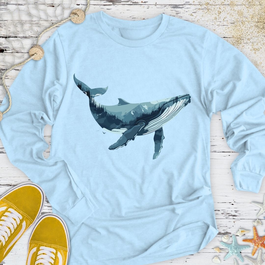 Whale & Mountains Long Sleeve Tee