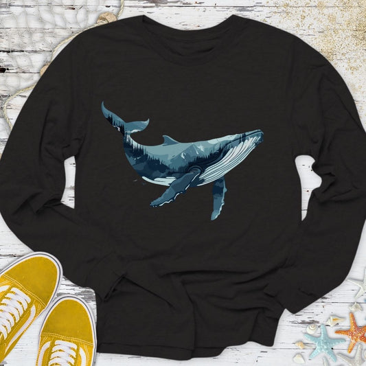 Whale & Mountains Long Sleeve Tee