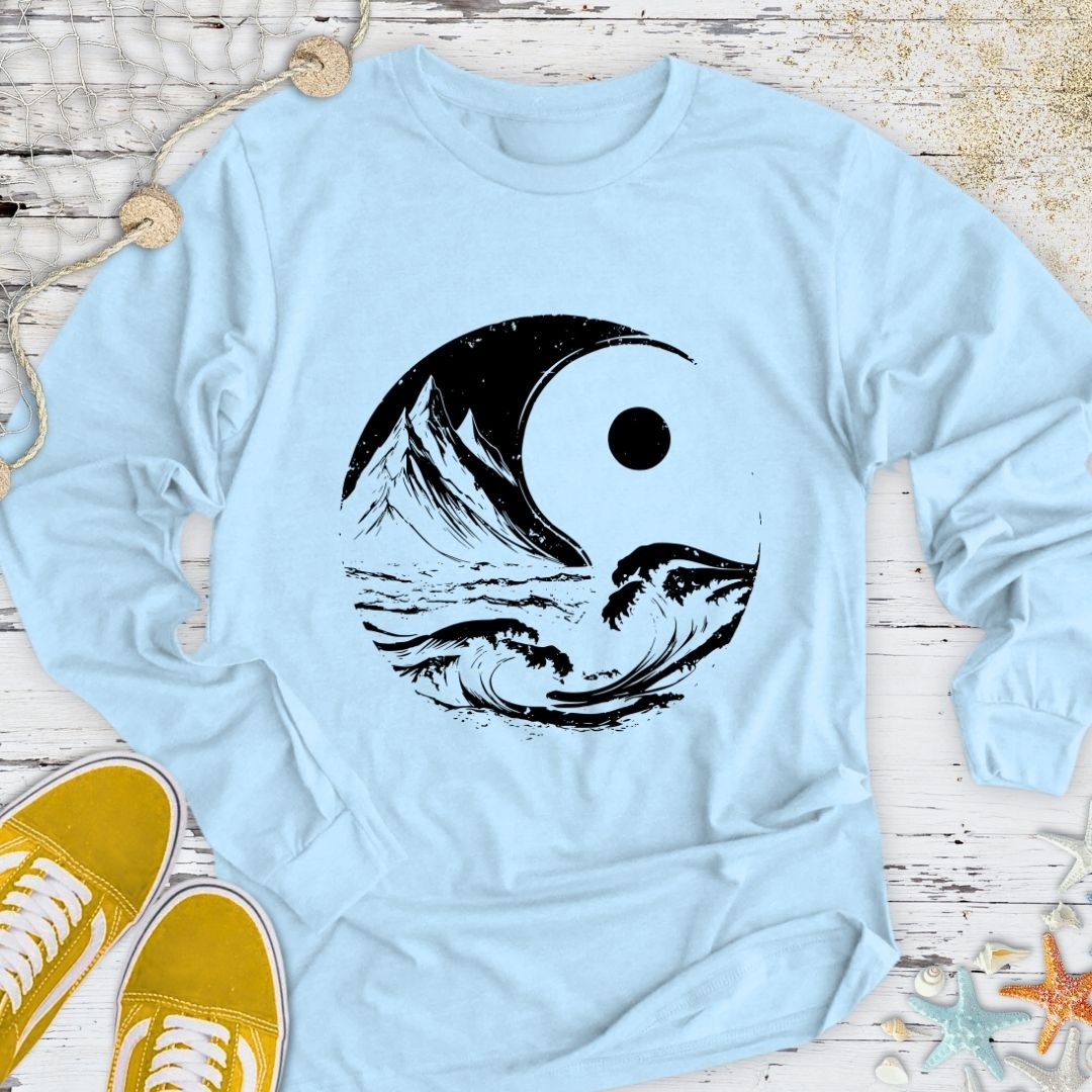 Ocean & Mountains Yin Yang Long Sleeve Tee