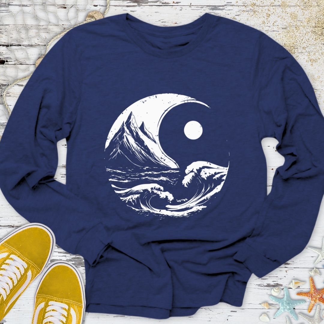 Ocean & Mountains Yin Yang Long Sleeve Tee