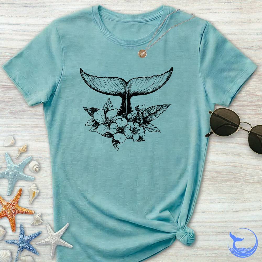 Floral Whale Tail Women's T-Shirt