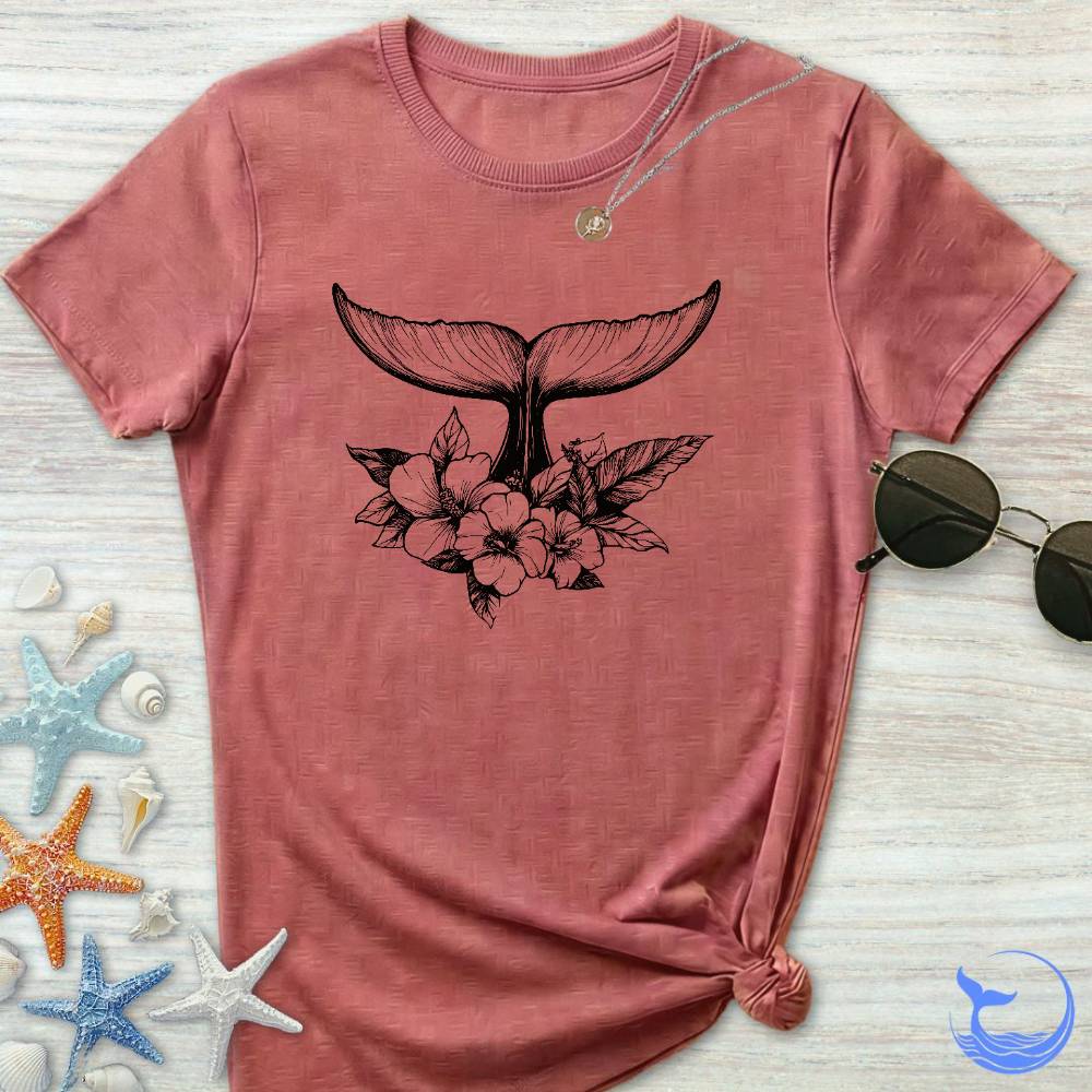 Floral Whale Tail Women's T-Shirt