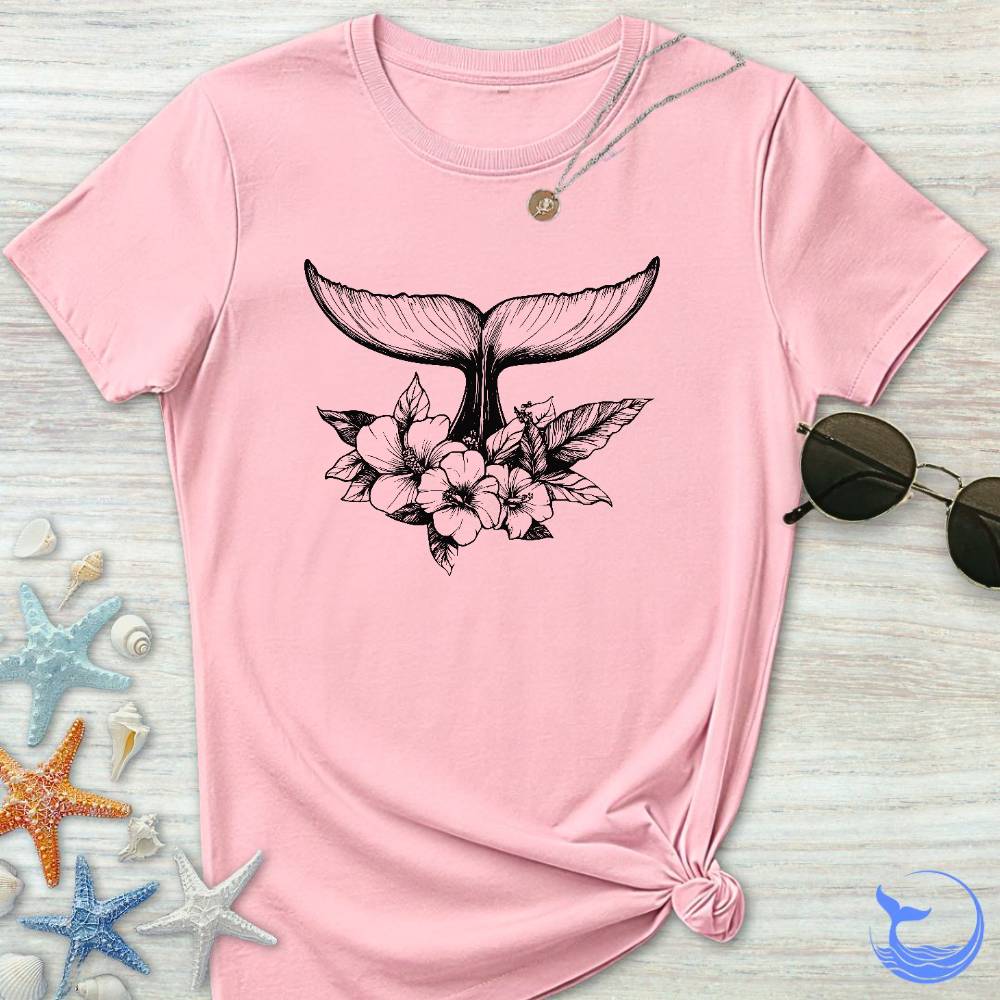 Floral Whale Tail Women's T-Shirt