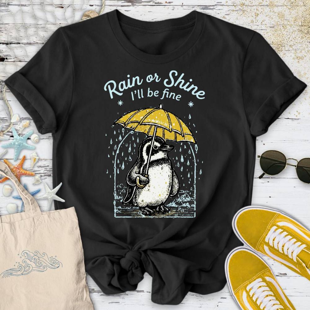 Rain Or Shine I'll Be Fine, Penguin T-Shirt