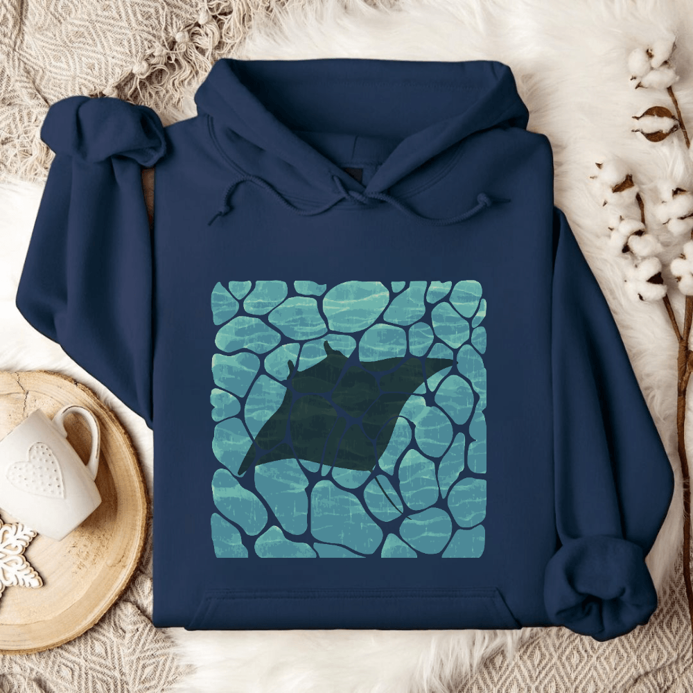 Swimming Manta Ray Hoodie in Navy - Dolce Reverie