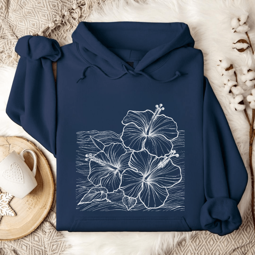Hibiscus & Waves Hoodie in Navy - Dolce Reverie