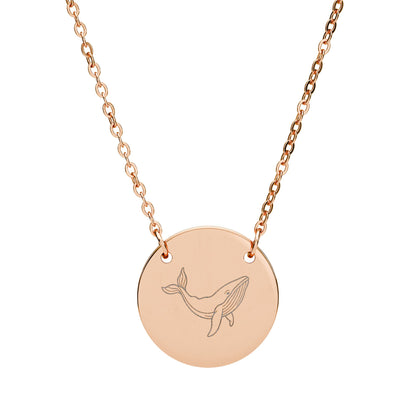 Whale Engraved Coin Necklace