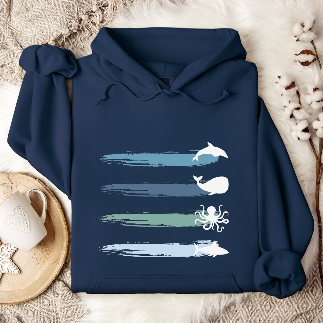Marine Paths Hoodie in Navy - Dolce Reverie
