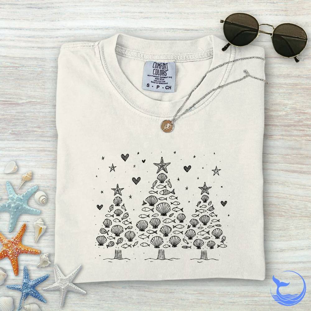 Seashell Christmas Trees Comfort Colors T-Shirt