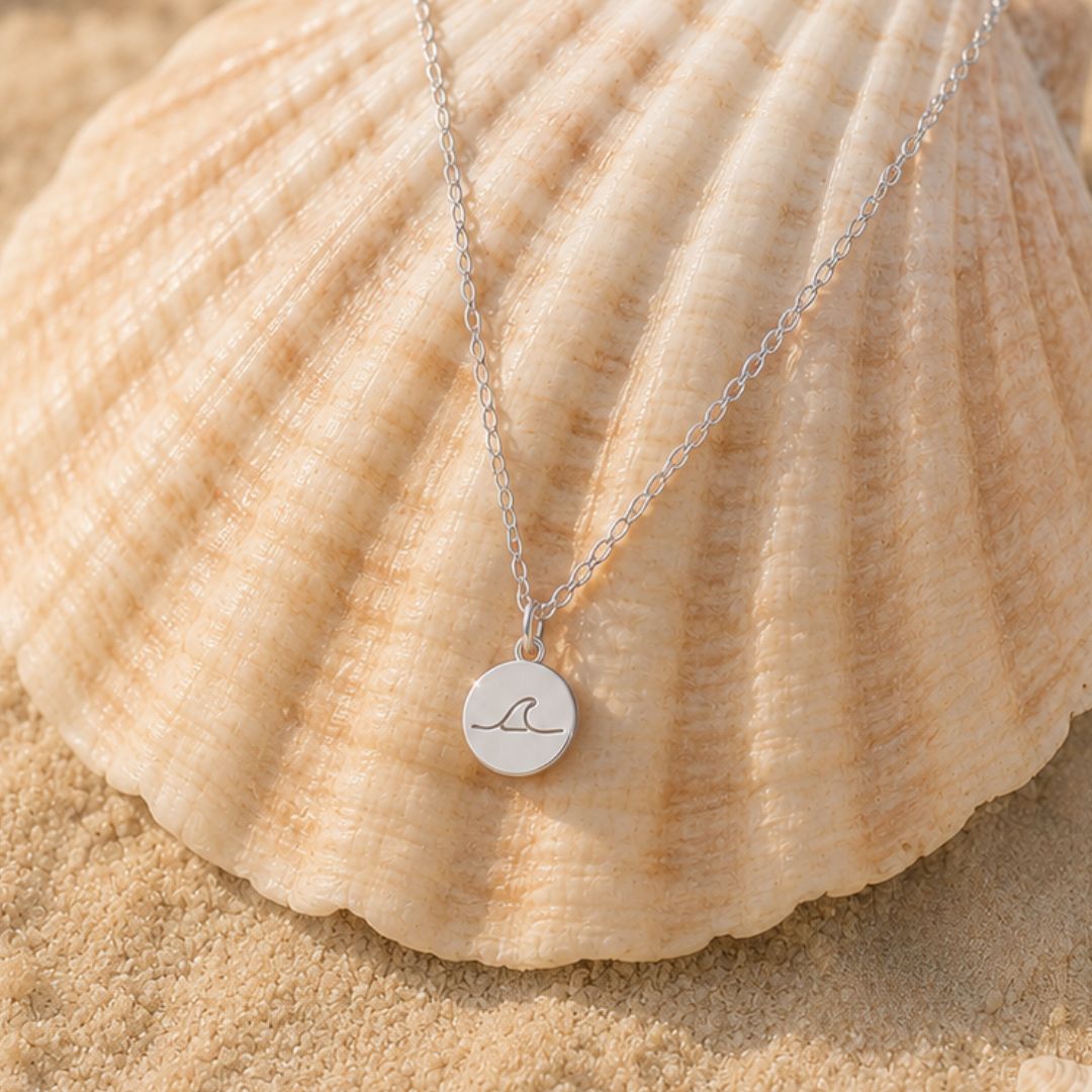 Shark Fin Mini Engraved Circle Necklace