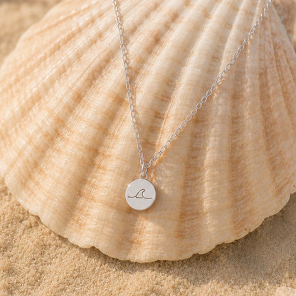 Shark Fin Mini Engraved Circle Necklace