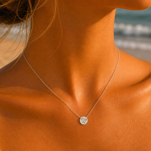 Puffin Mini Engraved Circle Necklace