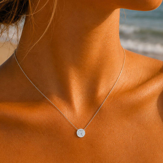 Manta Ray Mini Engraved Circle Necklace