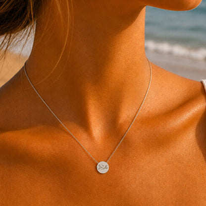 Mermaid Mini Engraved Circle Necklace