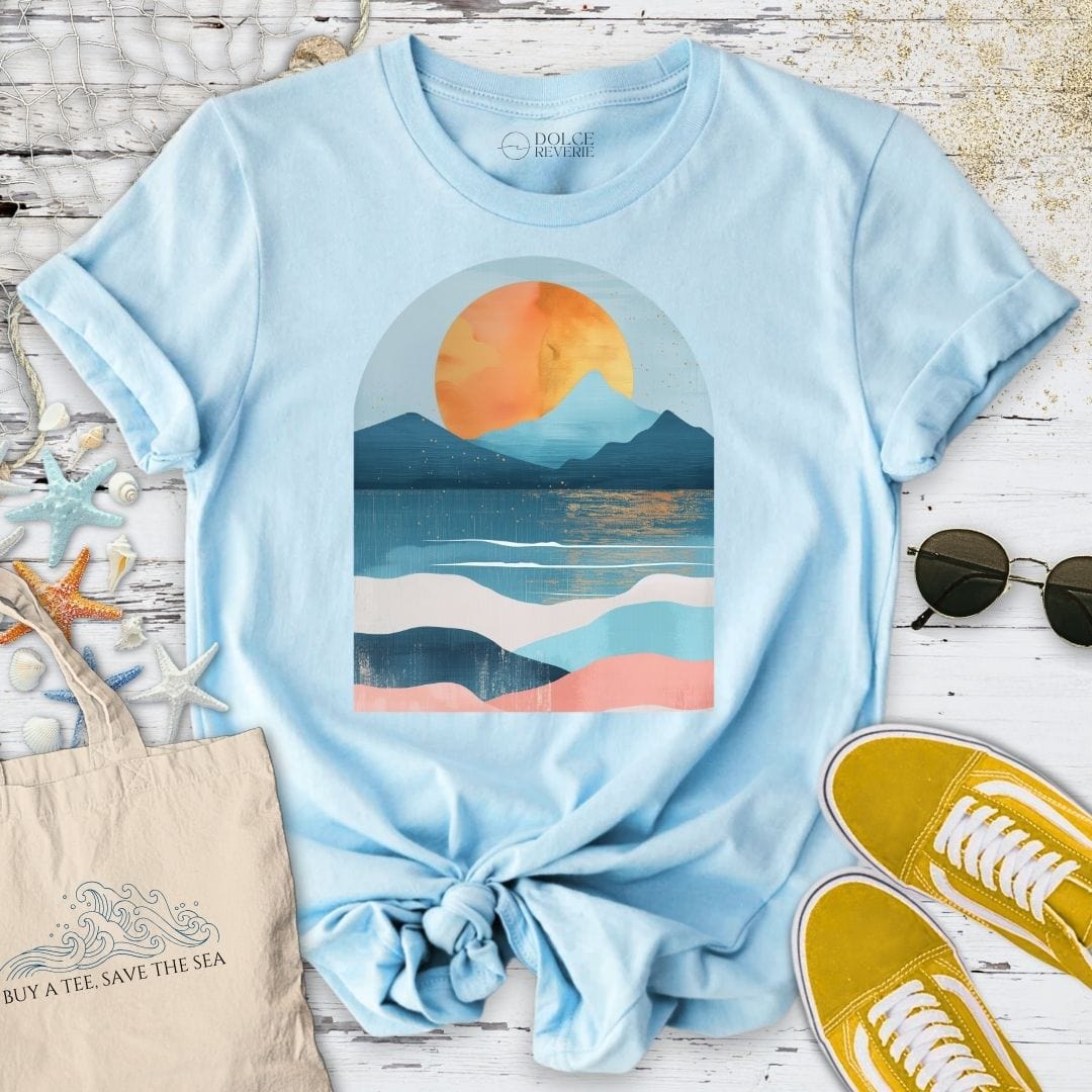 Abstract Seascape II T-Shirt Light Blue / S