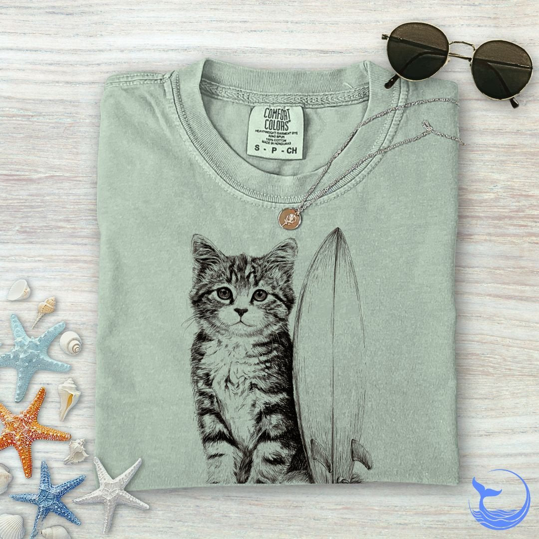 Surfer Cat Comfort Colors T-Shirt