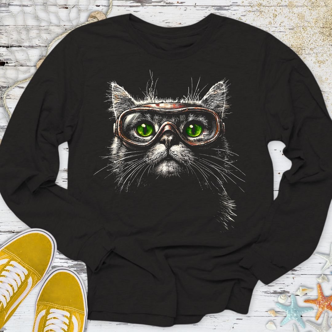 Scuba Cat Long Sleeve Tee