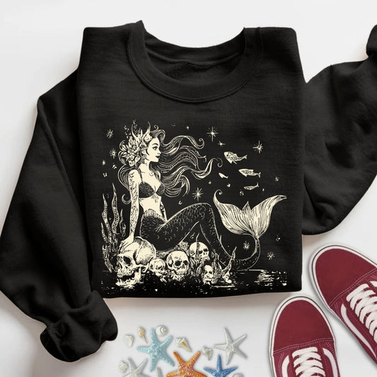 Mystic Siren Sweatshirt in Black - Dolce Reverie