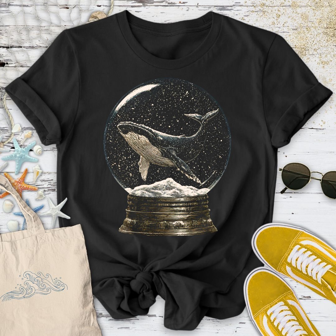 Whale Snow Globe T-Shirt in Black - Dolce Reverie
