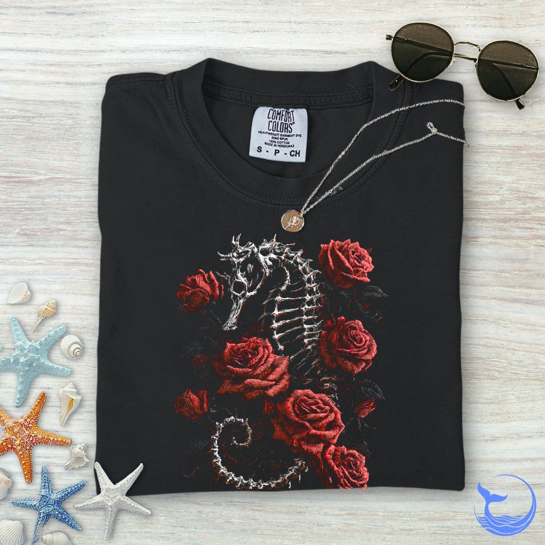 Bed Of Roses Seahorse Comfort Colors T-Shirt
