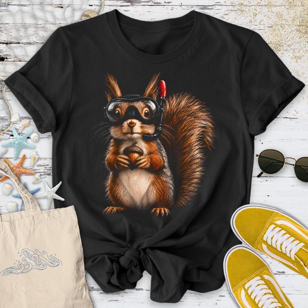 Scuba Diver Squirrel T-Shirt in Black - Dolce Reverie