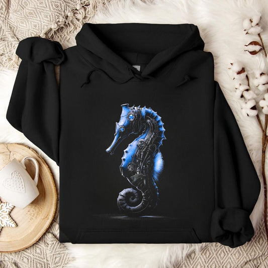 Steampunk Seahorse Hoodie in Black - Dolce Reverie