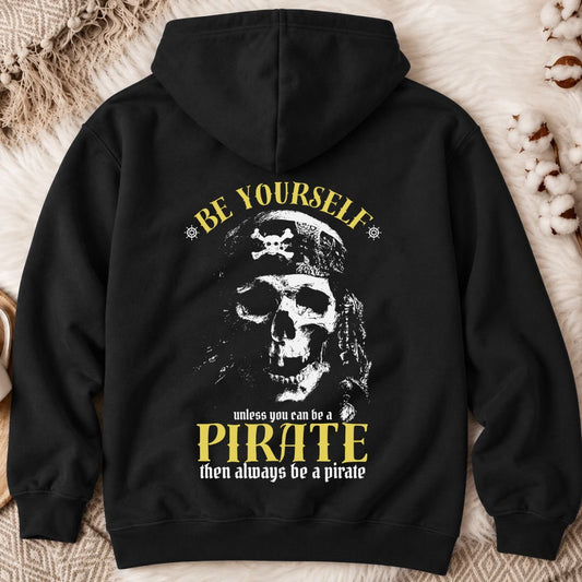 Always Be A Pirate Back Print Hoodie in Black - Dolce Reverie