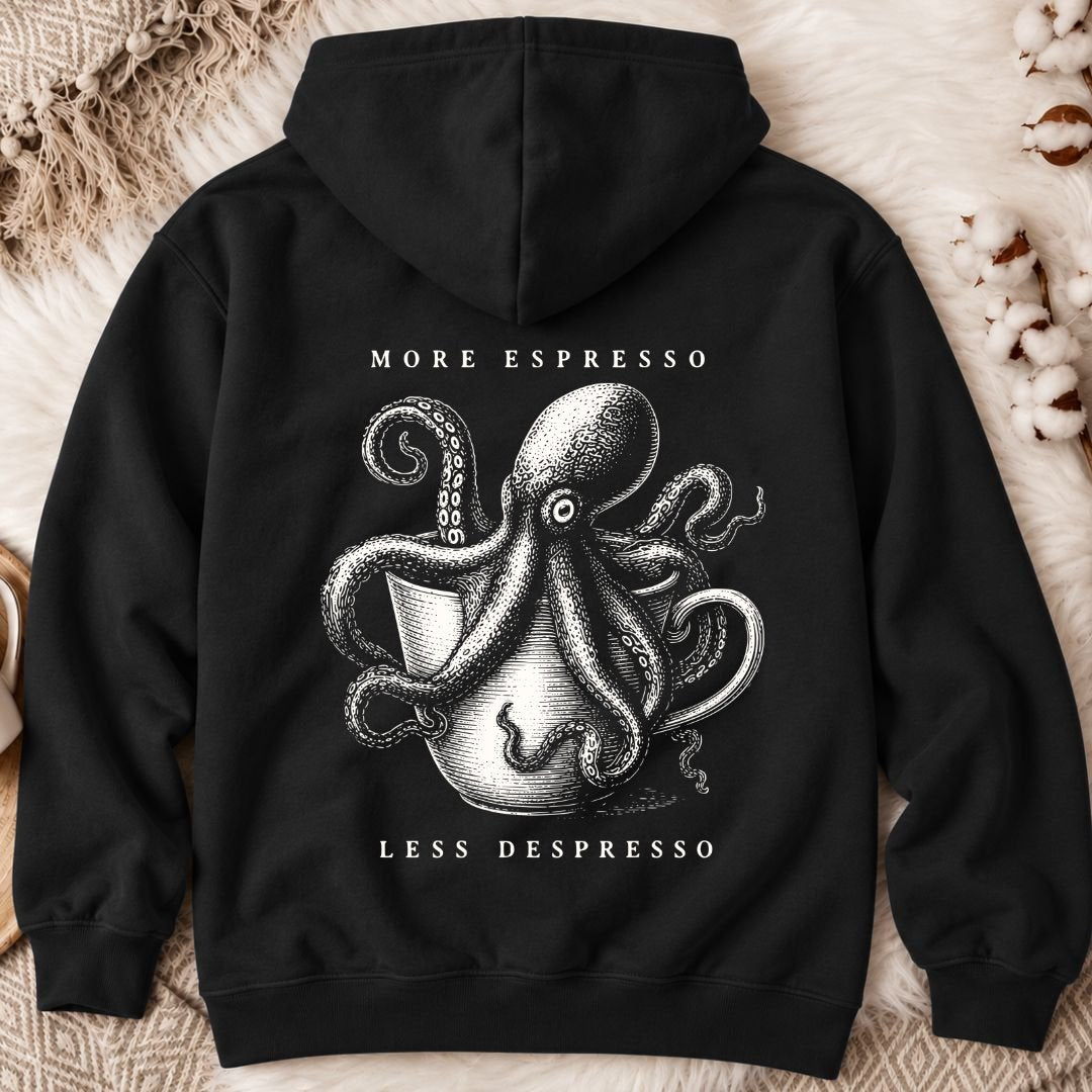 Espresso Octopus Back Print Hoodie