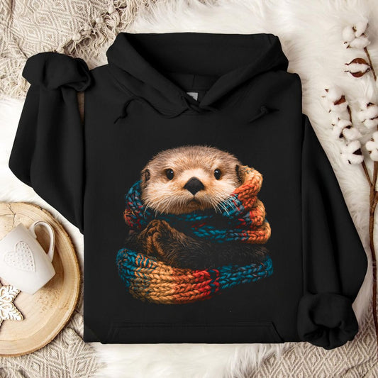 Winter Ready, Otter Hoodie in Black - Dolce Reverie
