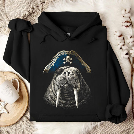 Pirate Walrus Hoodie in Black - Dolce Reverie