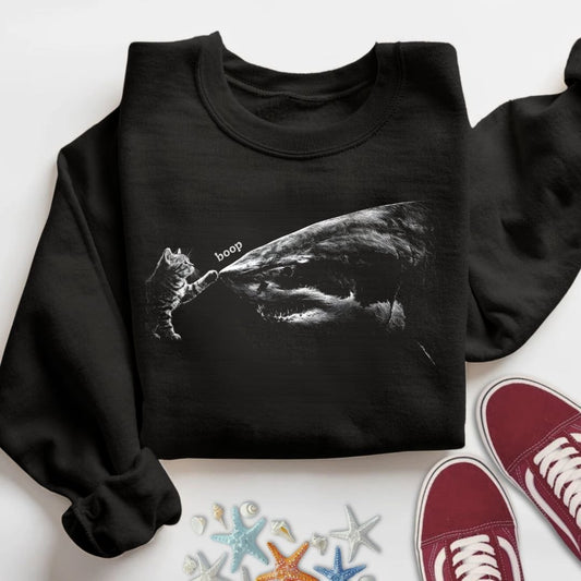 Boop Cat Sweatshirt in Black - Dolce Reverie