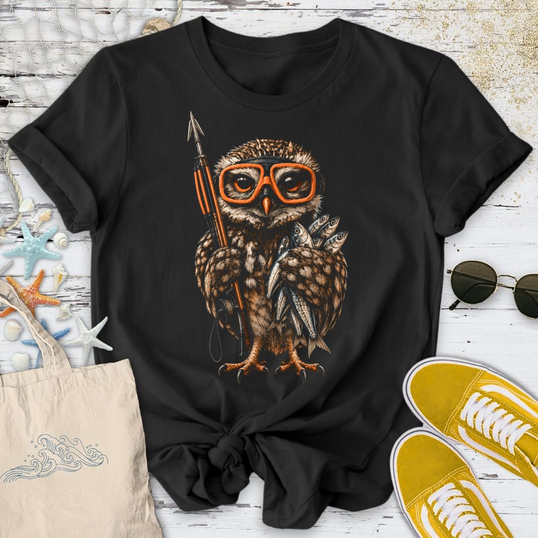 Spearfishing Owl T-Shirt in Black - Dolce Reverie