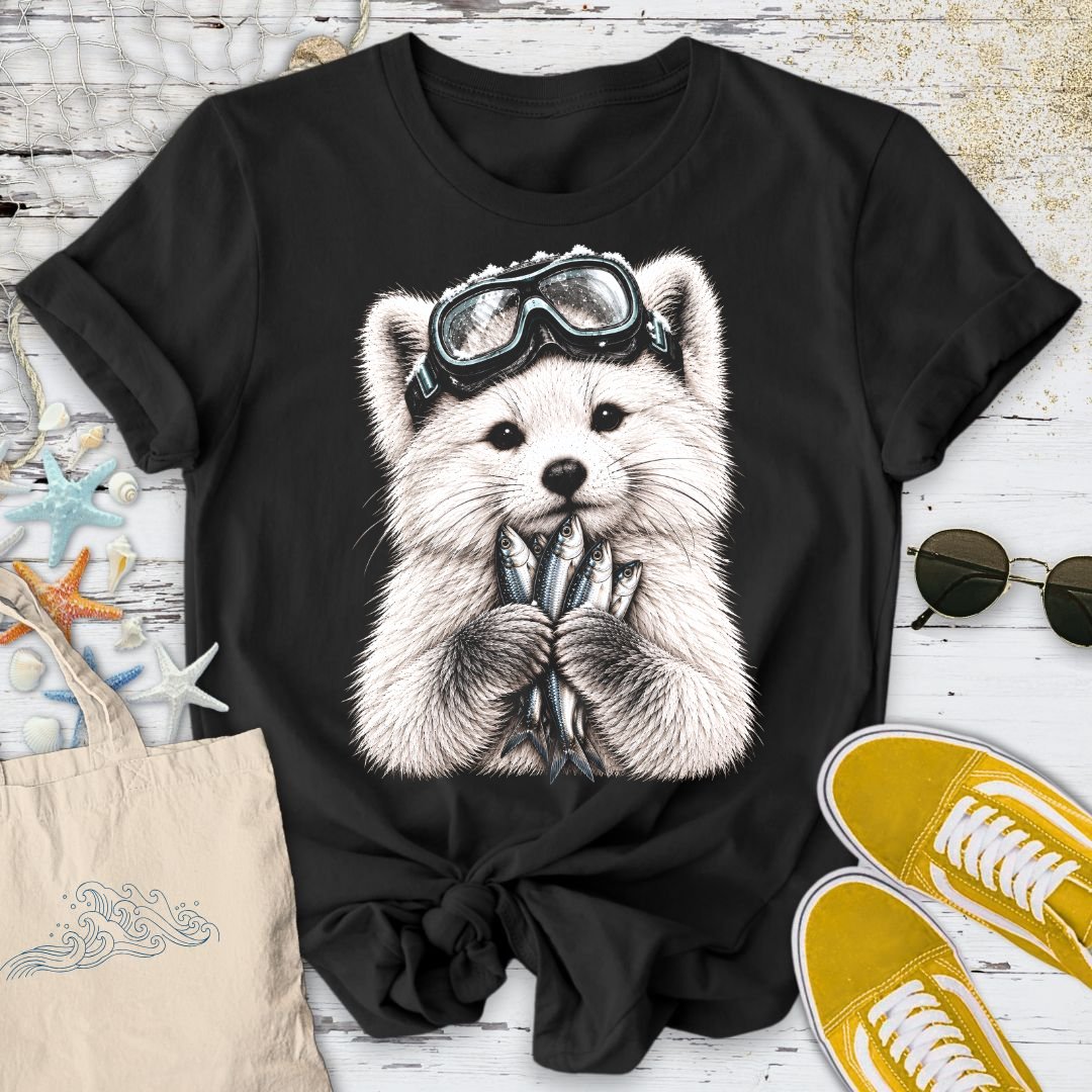 Scuba Diver Arctic Fox T-Shirt in Black - Dolce Reverie
