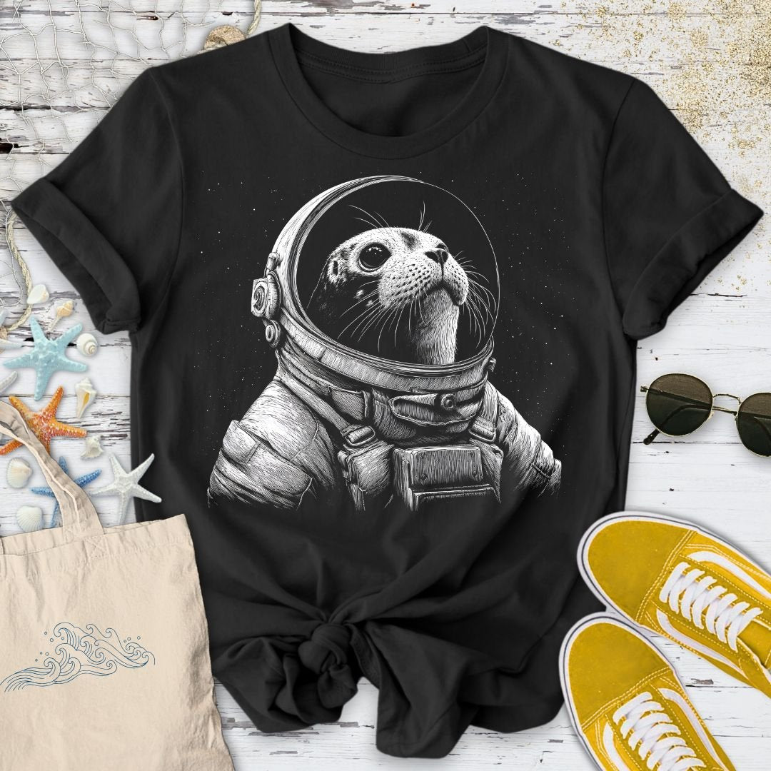 Astronaut Seal T-Shirt in Black - Dolce Reverie