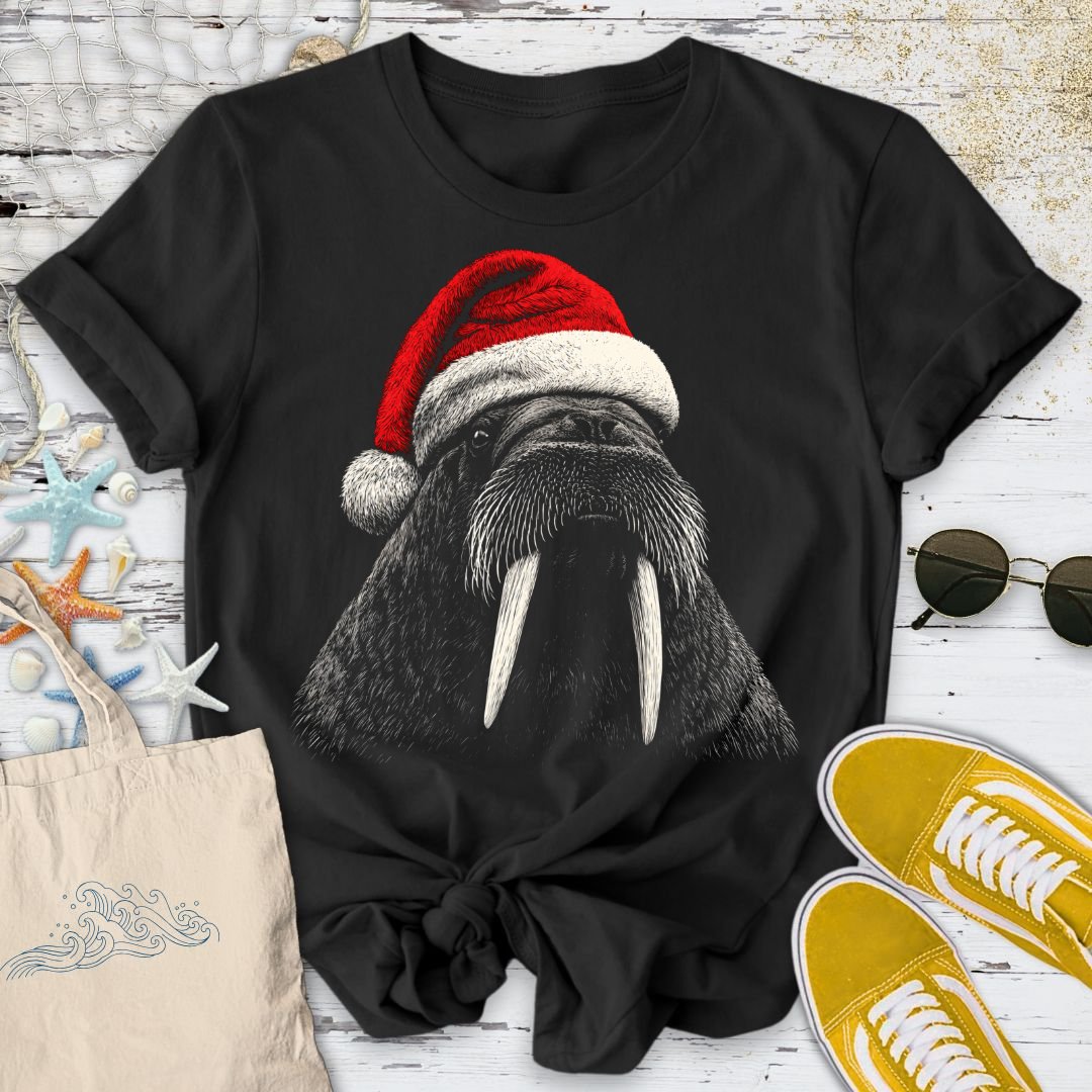 Santa Walrus T-Shirt in Black - Dolce Reverie