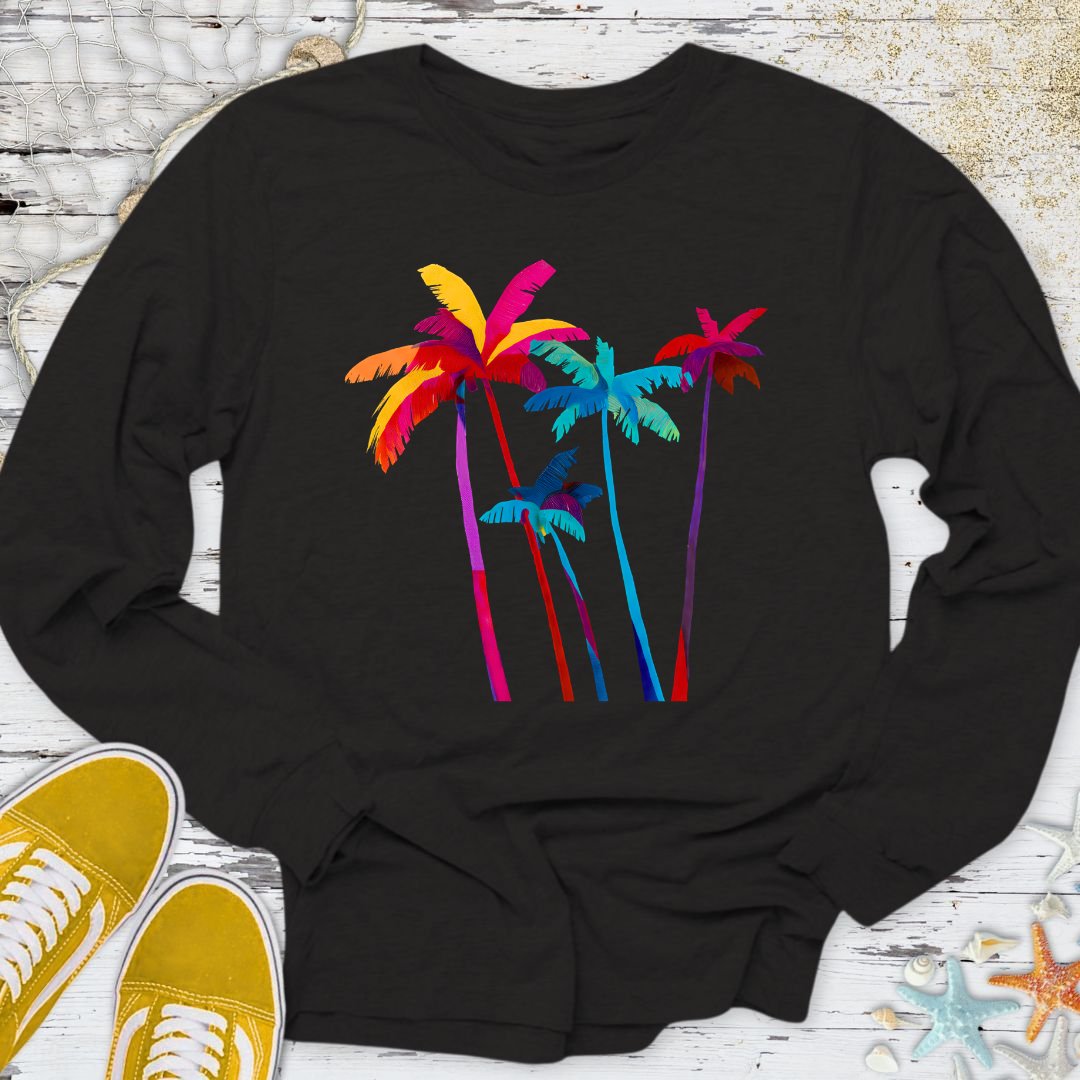 Artistic Palm Trees Long Sleeve Tee